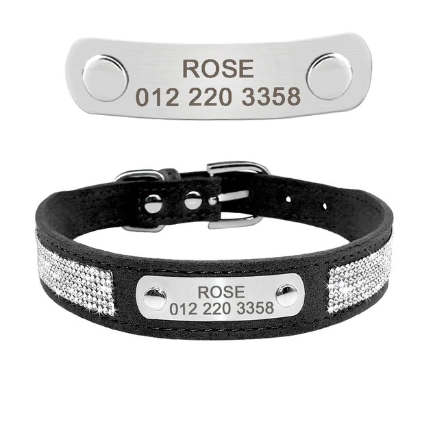 Black star Personalized Leather Cat Collar-H99