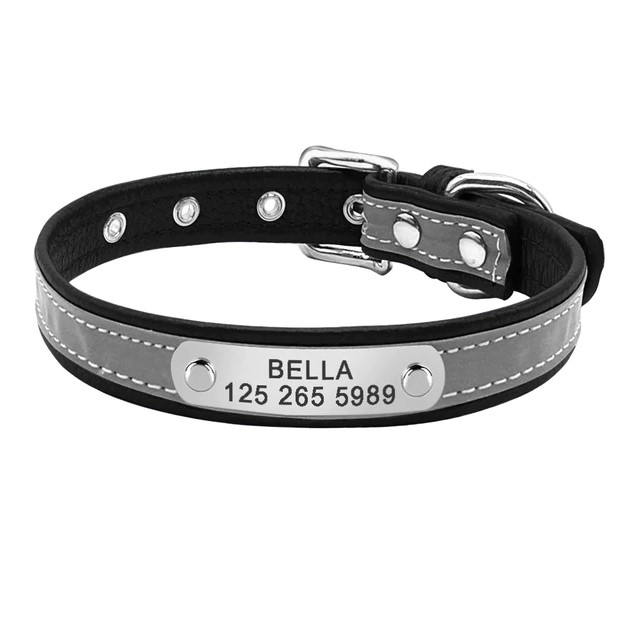 Grey & black1 Personalized Leather Cat Collar-H99