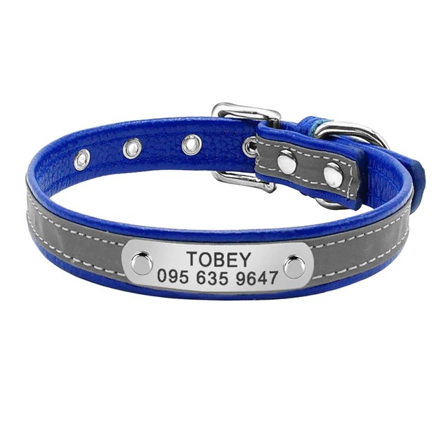 Grey & blue 1 Personalized Leather Cat Collar-H99
