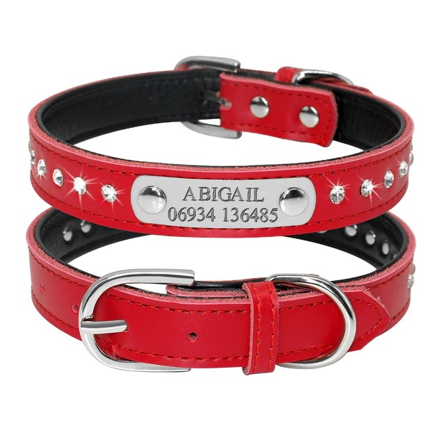 Red 2 Personalized Leather Cat Collar-H99
