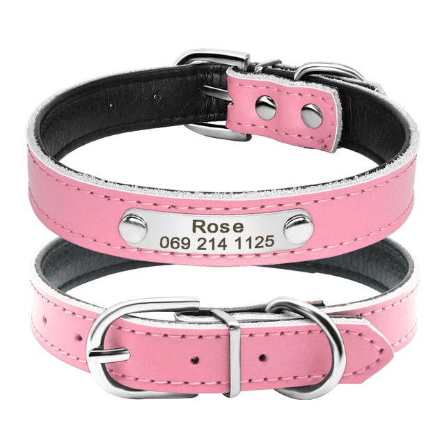 pink 1 Personalized Leather Cat Collar-H99
